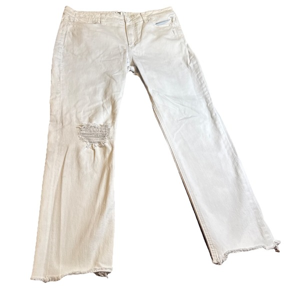 PAIGE Denim - PAIGE Women's Skinny Jeans Size 31 White Distressed Raw Hem‎ Stretch